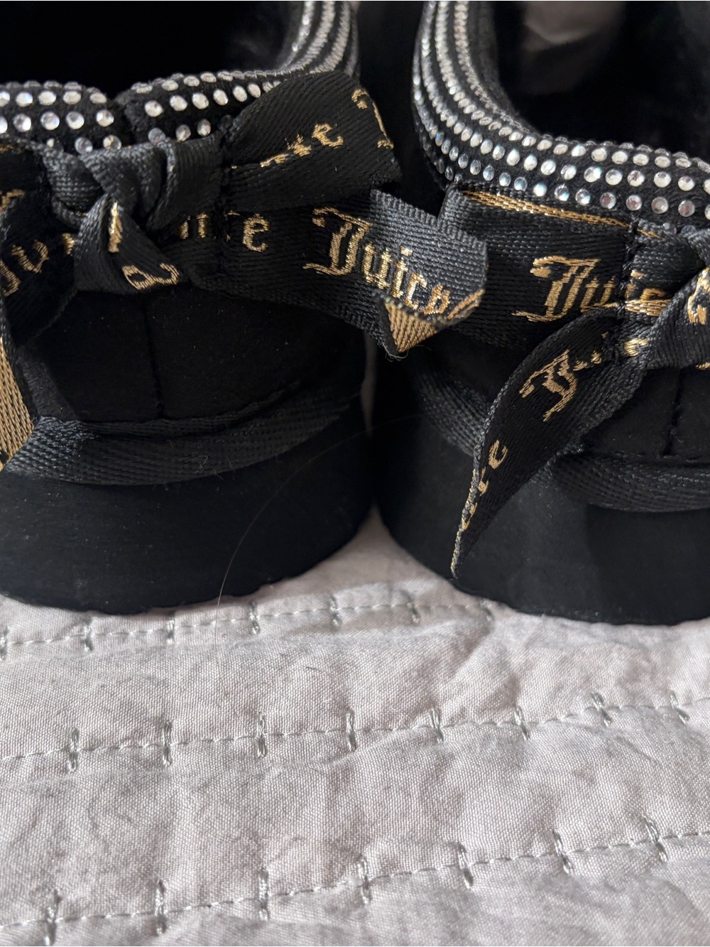 Juicy Couture Black Rhinestone-Trim Slip-On Sneakers